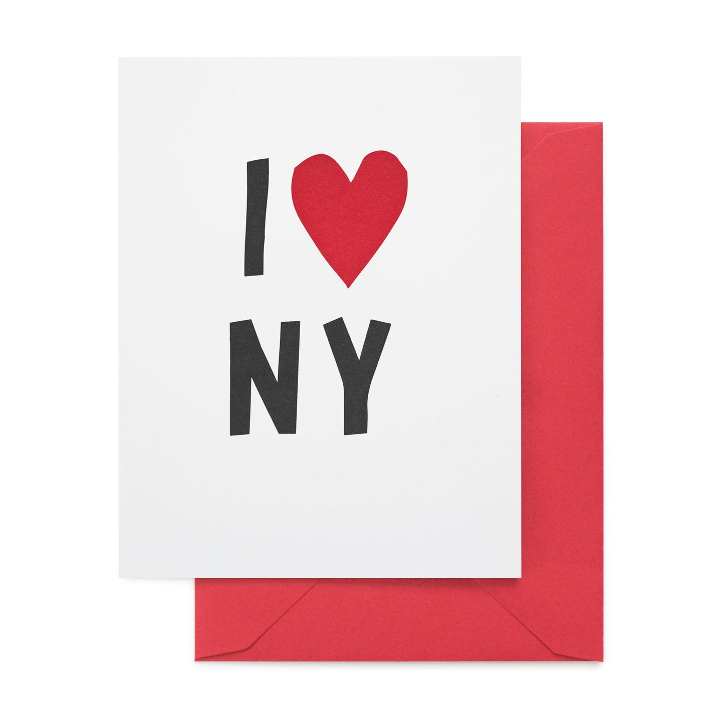 Card with 'I ❤️ NY' text and red envelope