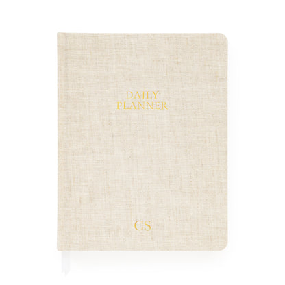 Flax daily planner with gold foil monogram