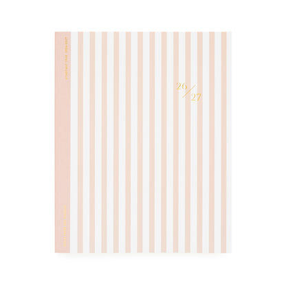Rose and pink stripe planner with 26/27 in gold foil and pink tape binding