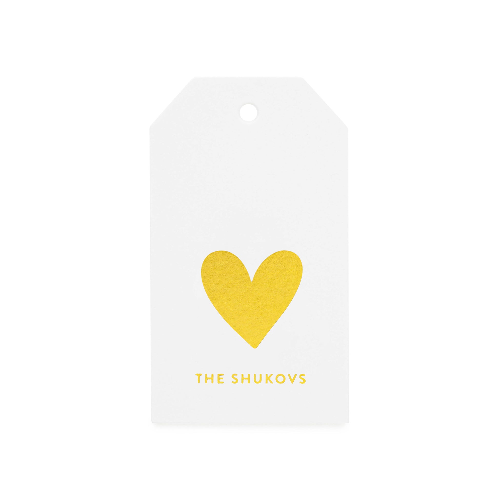 Custom Gift Tag Letterpress Printed in Gold Foil with Family Name