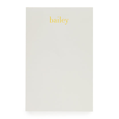 Pale grey with gold foil name custom notepad