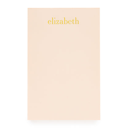 Pink Custom Notepad with gold foil name written