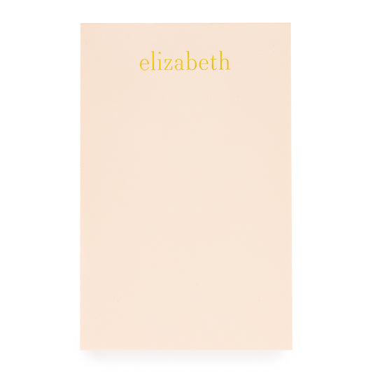 Pink Custom Notepad with gold foil name written