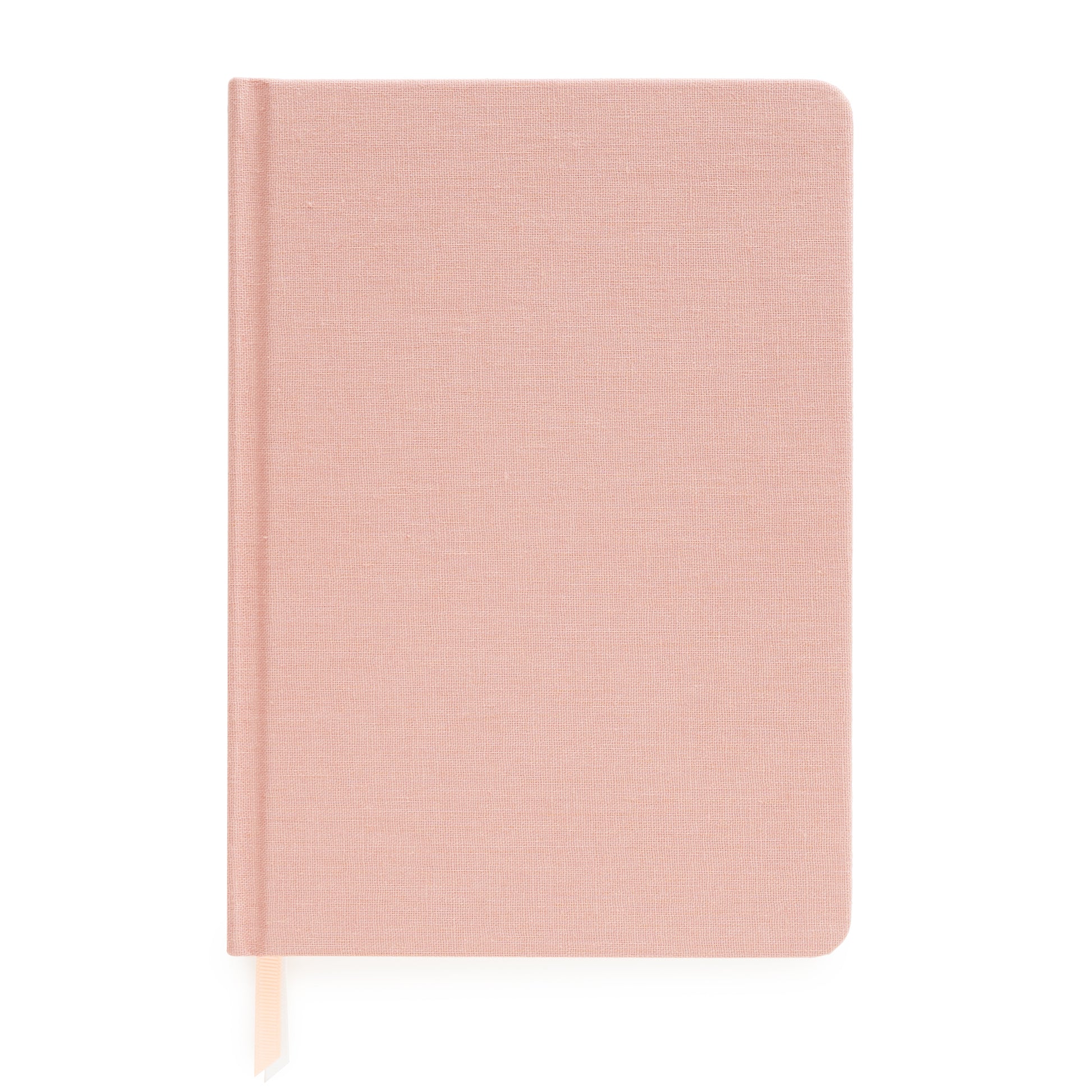 Rose linen journal with pink and white ribbon markers