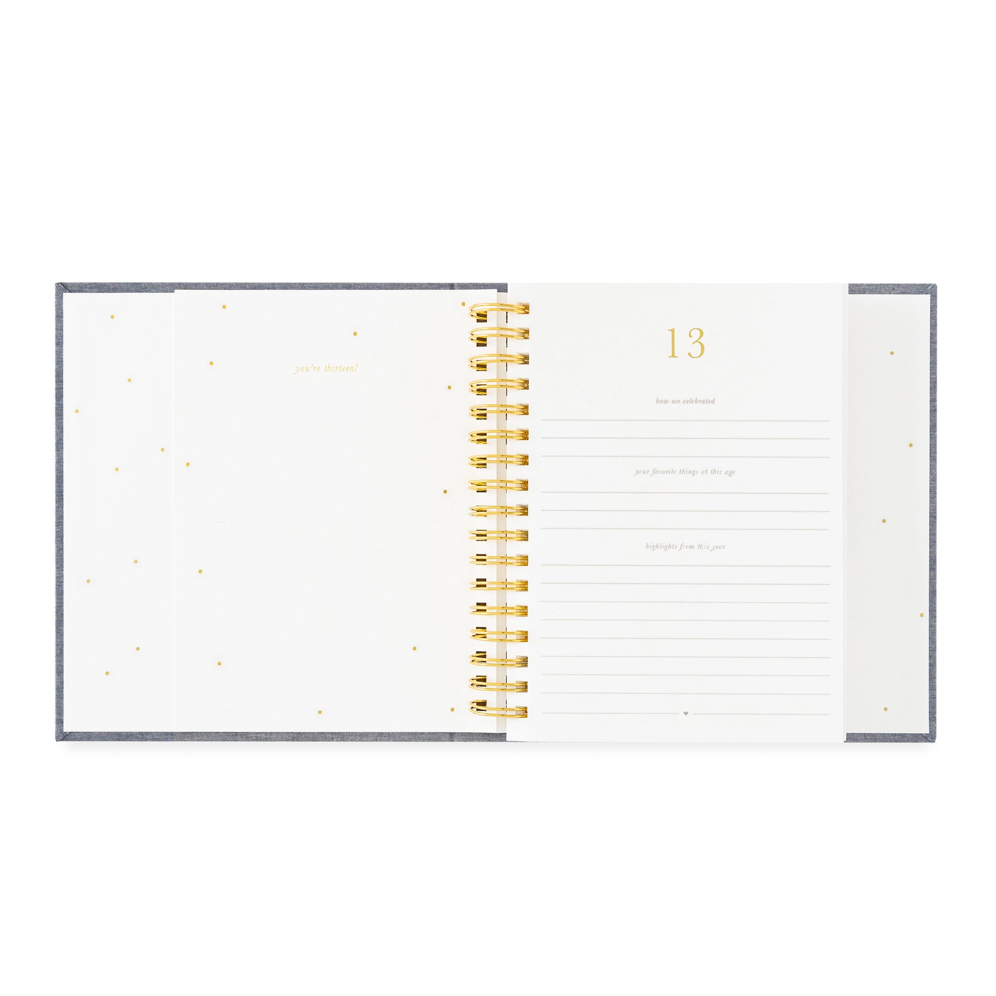 birthday book open to year 13 page