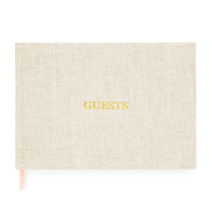 Flax Guest Book with Guest Book foil stamped on cover