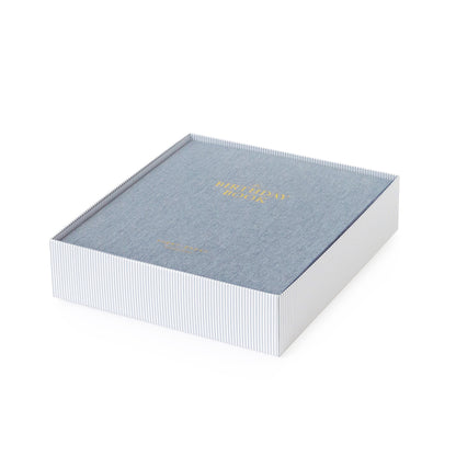 Chambray blue birthday book in box
