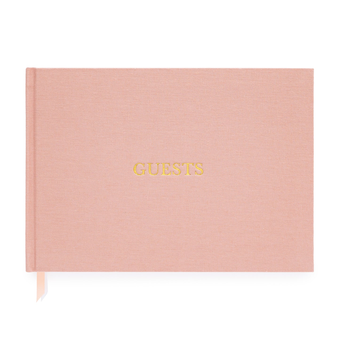 Rose Guest Book with Guests gold foil stamped on the front