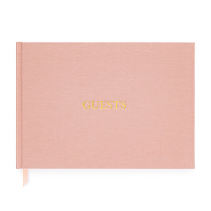 Rose Guest Book with Guests gold foil stamped on the front