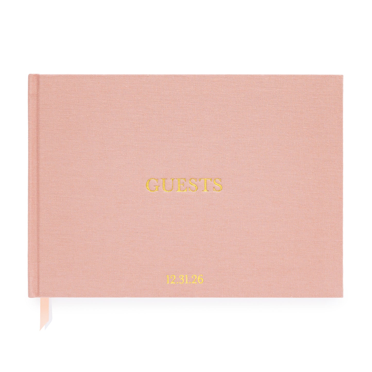 Rose Guest Book with Guests gold foil stamped on front and date monogram