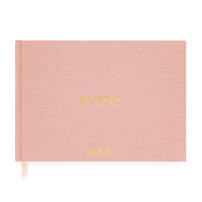 Rose Guest Book with Guests gold foil stamped on front and date monogram