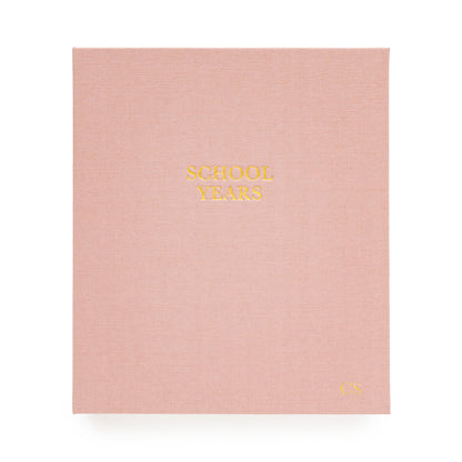 rose linen school years book cover with monogram
