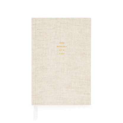 Flax journal foil stamped with one memory at a time in gold