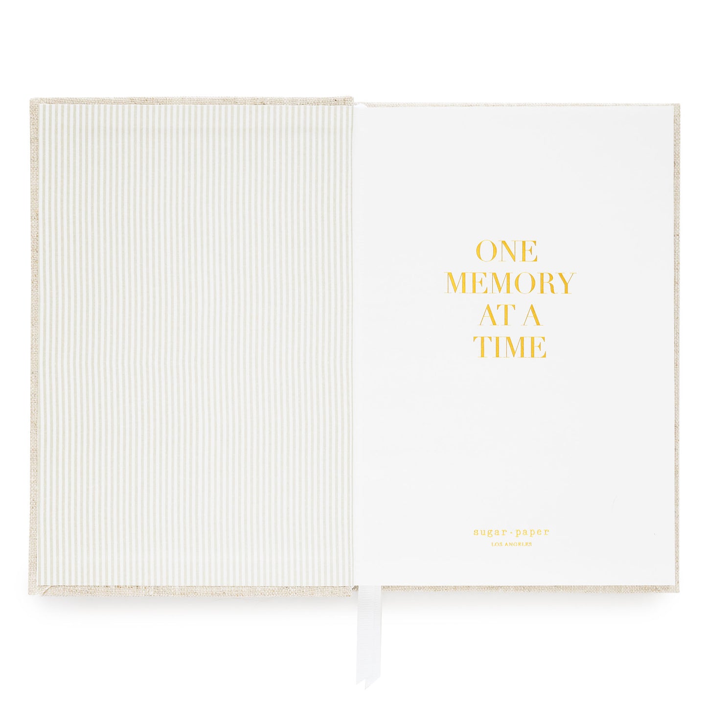 Interior page of One Memory at a Time Journal with One Memory at a Time Foil Printed in Gold