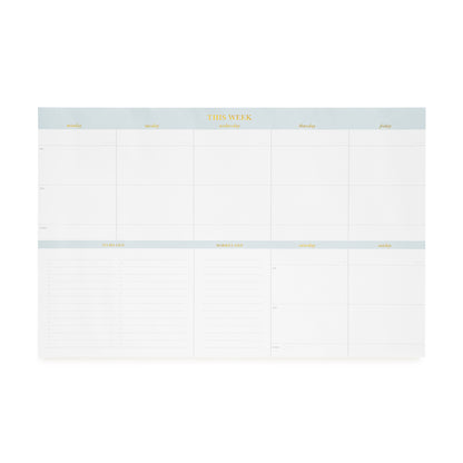 Blue and gold foil this week weekly planning pad