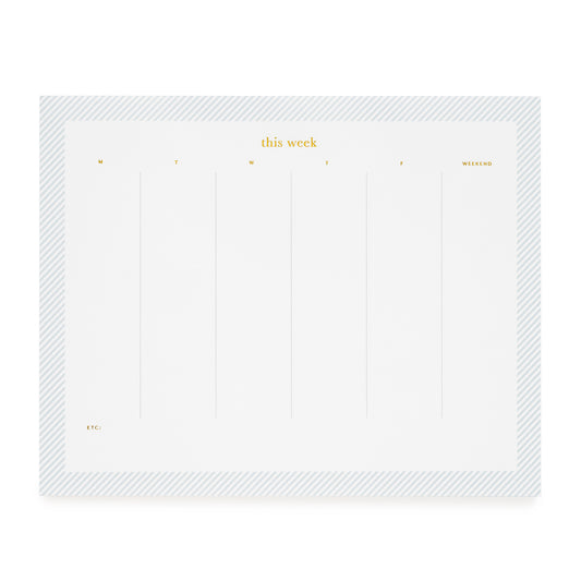 Blue stripe bordered this week notepad