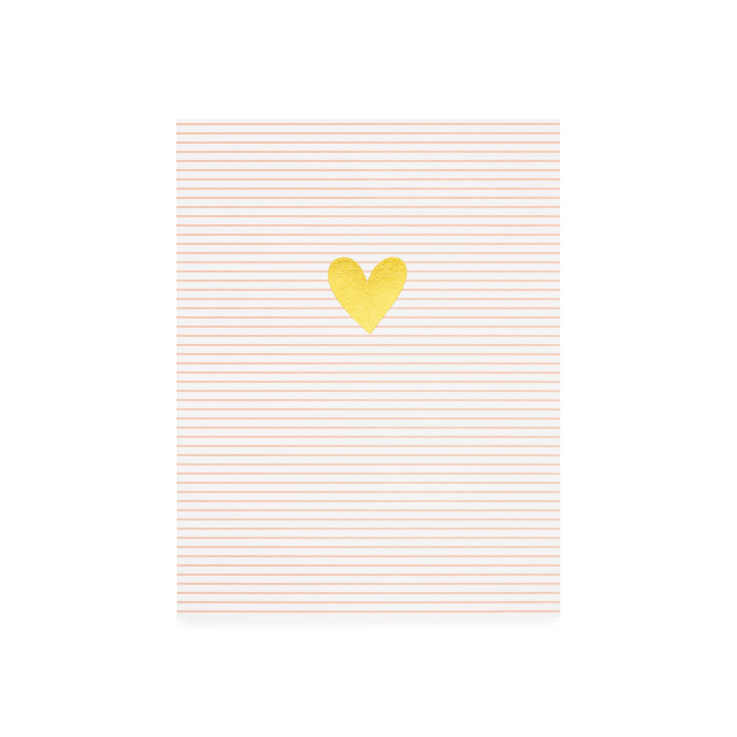 Pink and white stripe card with gold foil heart printed on cover