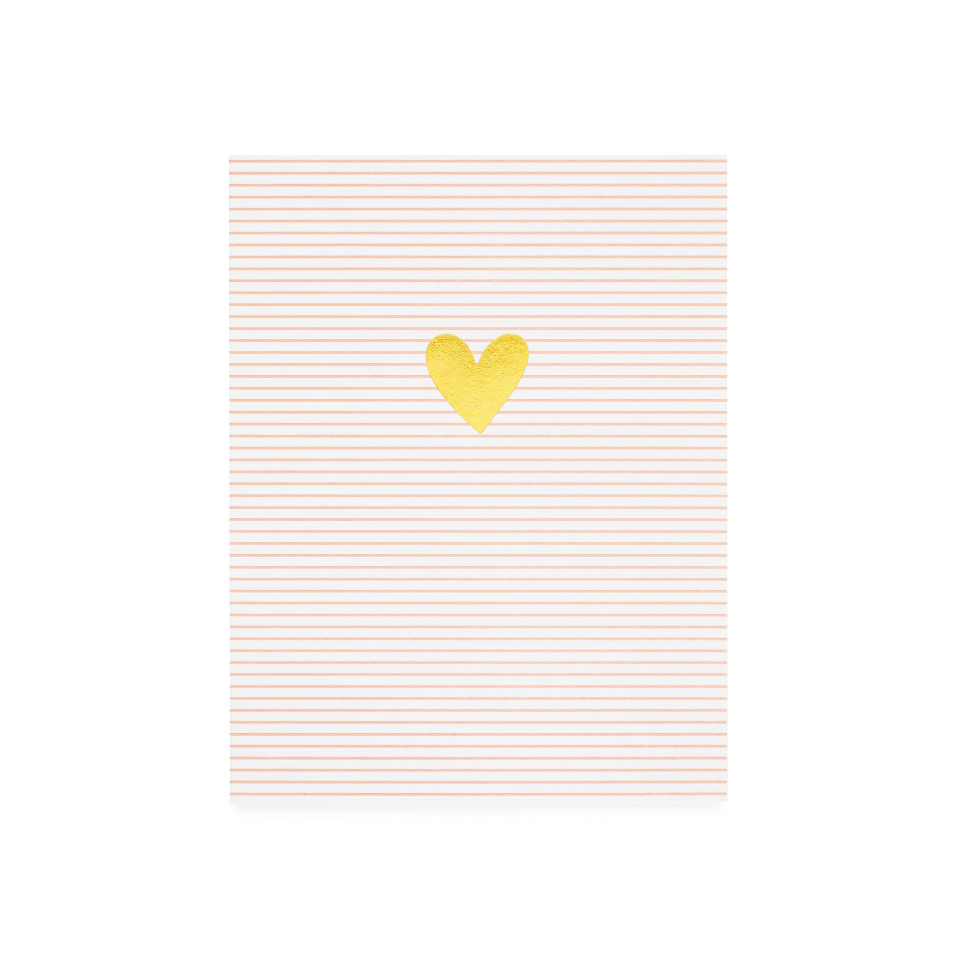Pink and white stripe card with gold foil heart printed on cover