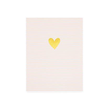 Pink and white stripe card with gold foil heart printed on cover