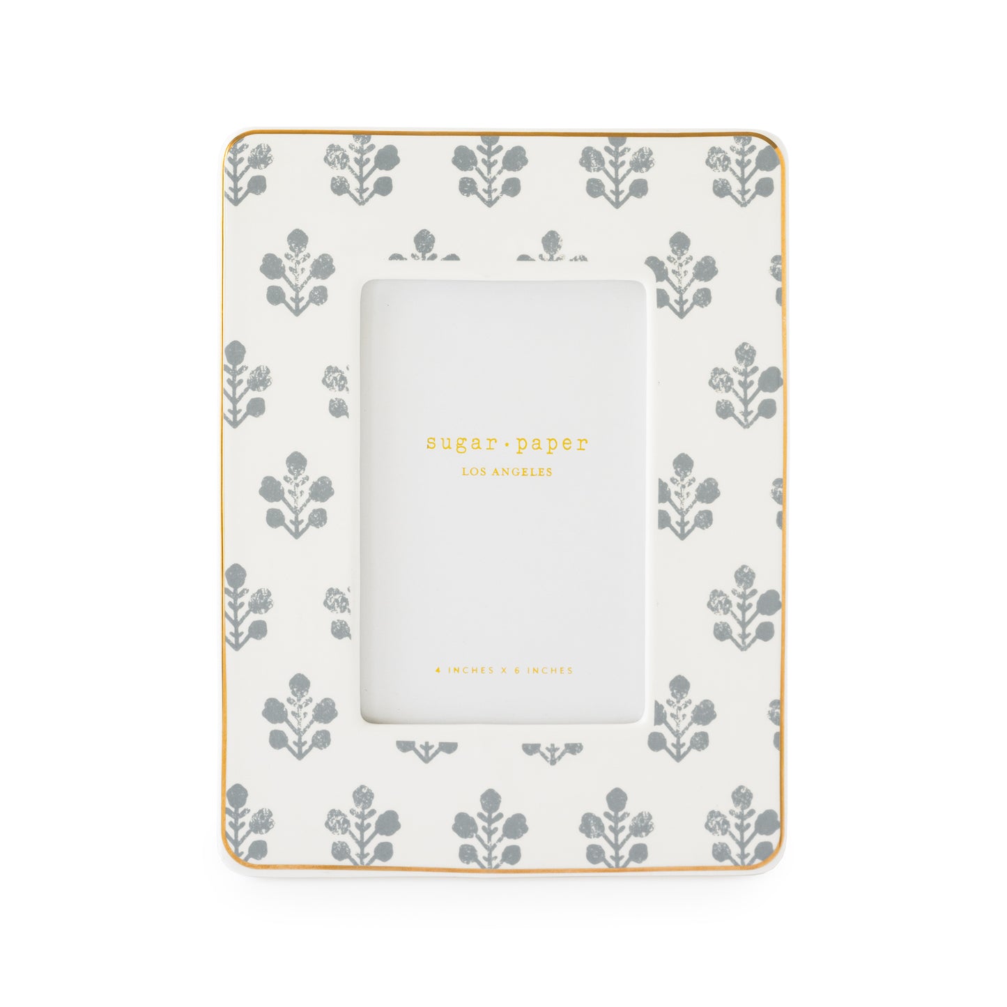 slate grey floral patterned ceramic frame to hold 4x6 photo