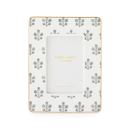 slate grey floral patterned ceramic frame to hold 4x6 photo