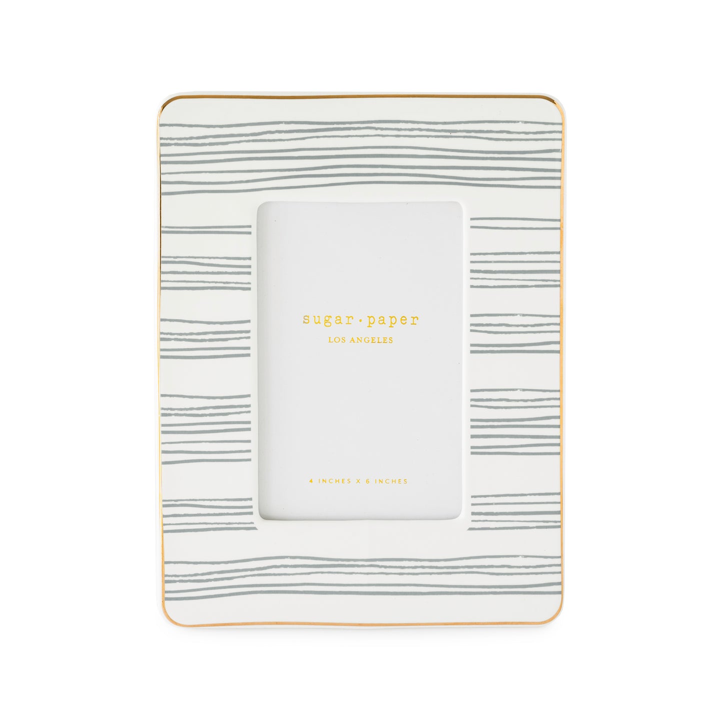 slate grey striped patterned ceramic frame to hold 4x6 photo
