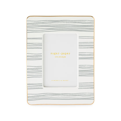 slate grey striped patterned ceramic frame to hold 4x6 photo
