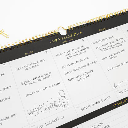 close up of our weekly plan pad