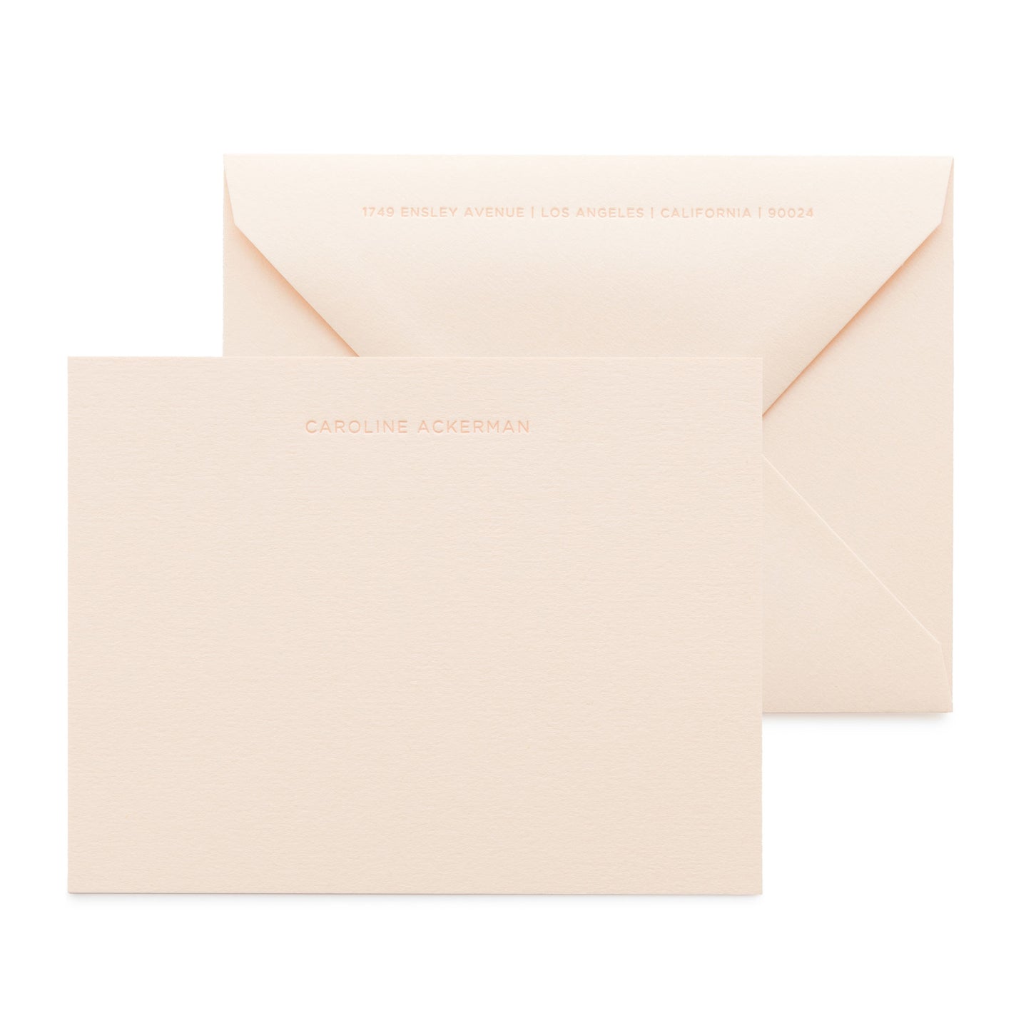 Pale pink custom stationery with pink ink