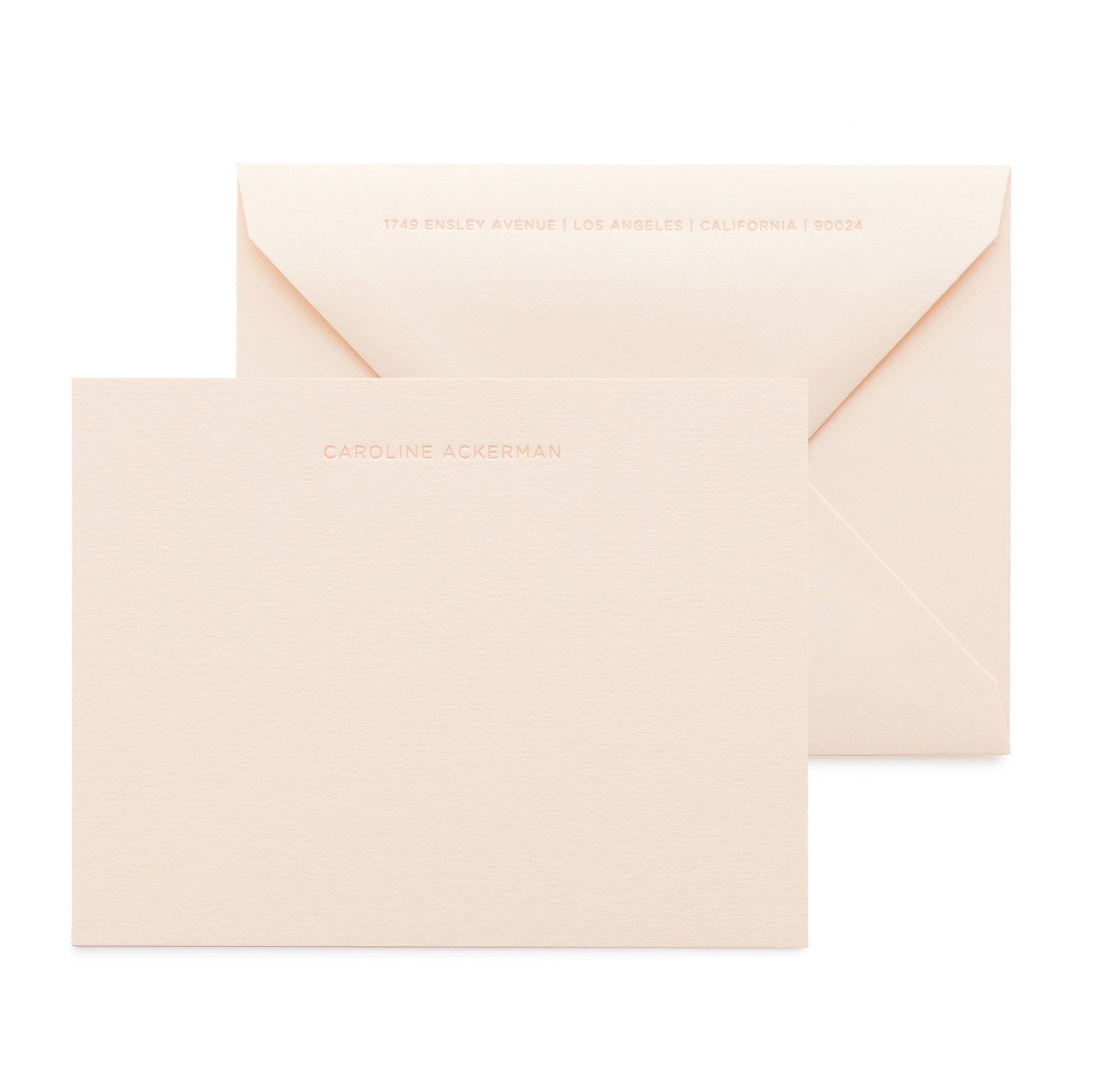 Pale pink custom stationery with pink ink