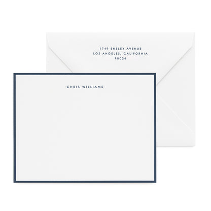 Navy and white stationery set with navy hand painted border