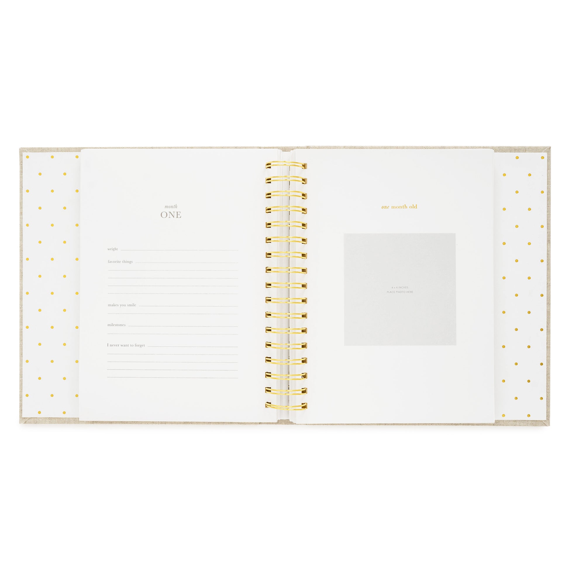 One month old page of baby book