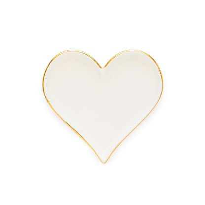 pale pink ceramic heart tray with gold border