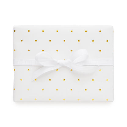 White with gold dot gift wrap